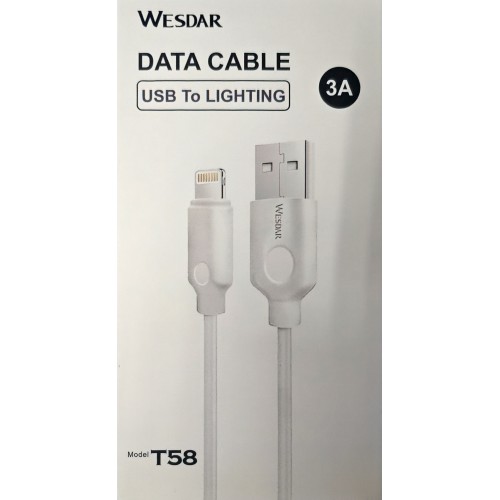 כבל 3 A  USB to lighing אורך 1 מטר