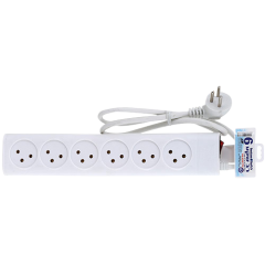 מפצל חשמל 6 שקעים כולל מפסק וכבל באורך כ- 1 מטר Semicom