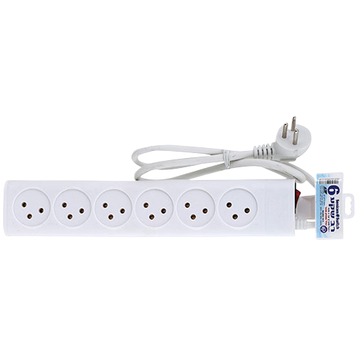מפצל חשמל 6 שקעים כולל מפסק וכבל באורך כ- 1 מטר Semicom