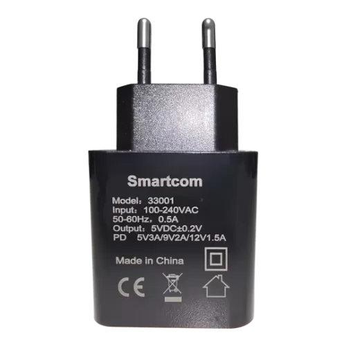 מטען חשמלי 3A עם חיבור Type-C מבית SmartCom – עוצמתי, מהיר ועמיד!