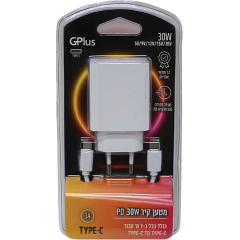 מטען קיר TYPE-C PD 30W+ כבל TYPE-C